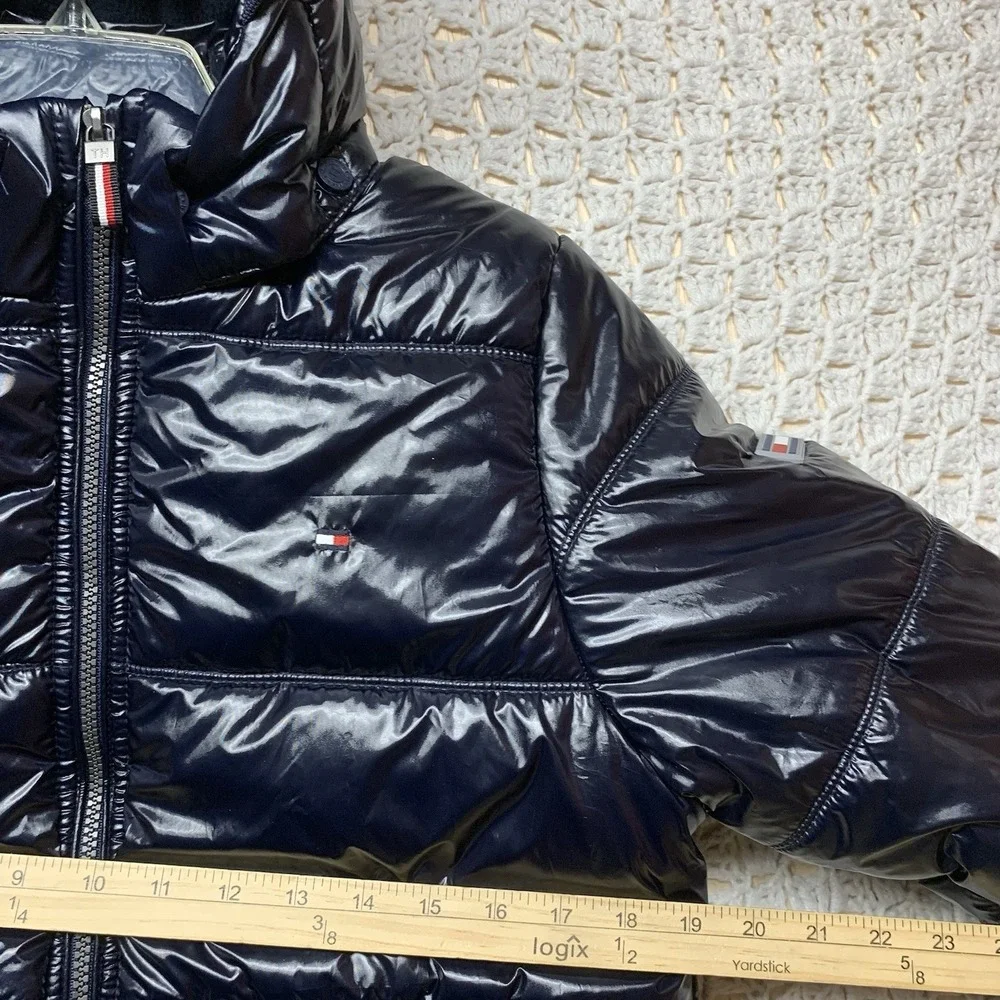 Tommy Hilfiger Puffer Coat Jacket Boys M (12/14) Black Hoodie Fleece Full‎ Zip